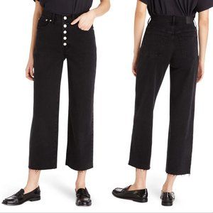 MADEWELL The Perfect Vintage Wide Leg Crop JEANS Size 31 Black Raw Hem NWOT $138